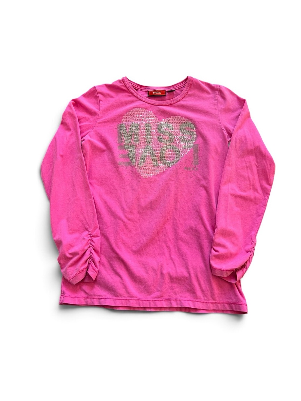 Mexx Hot Pink Long Sleeve Sequin Heart Tee